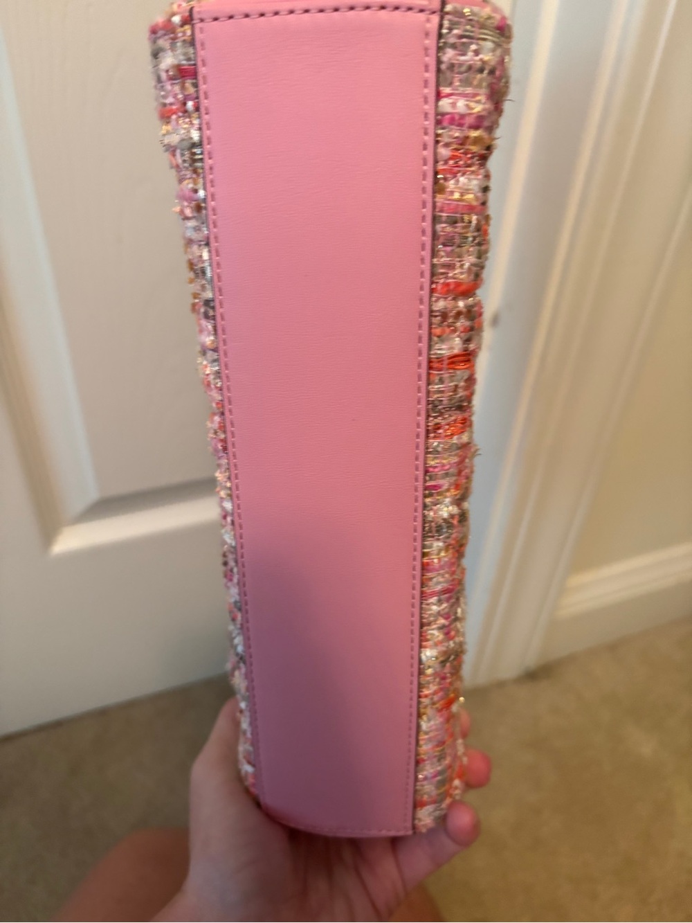 kate spade Pink Tweed Shoulder Bag with Chain Strap and Top Handle - Picture 10 of 13